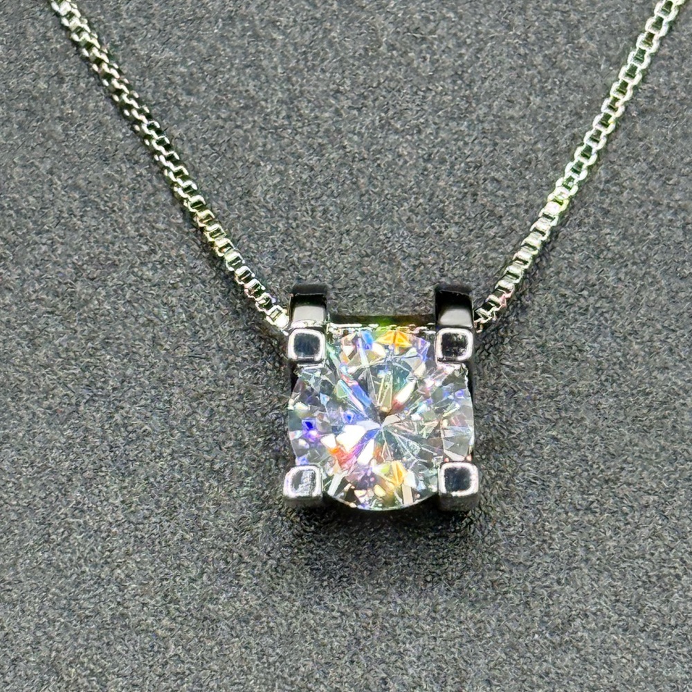 Elegant Sterling Silver Moissanite Pendant Necklace